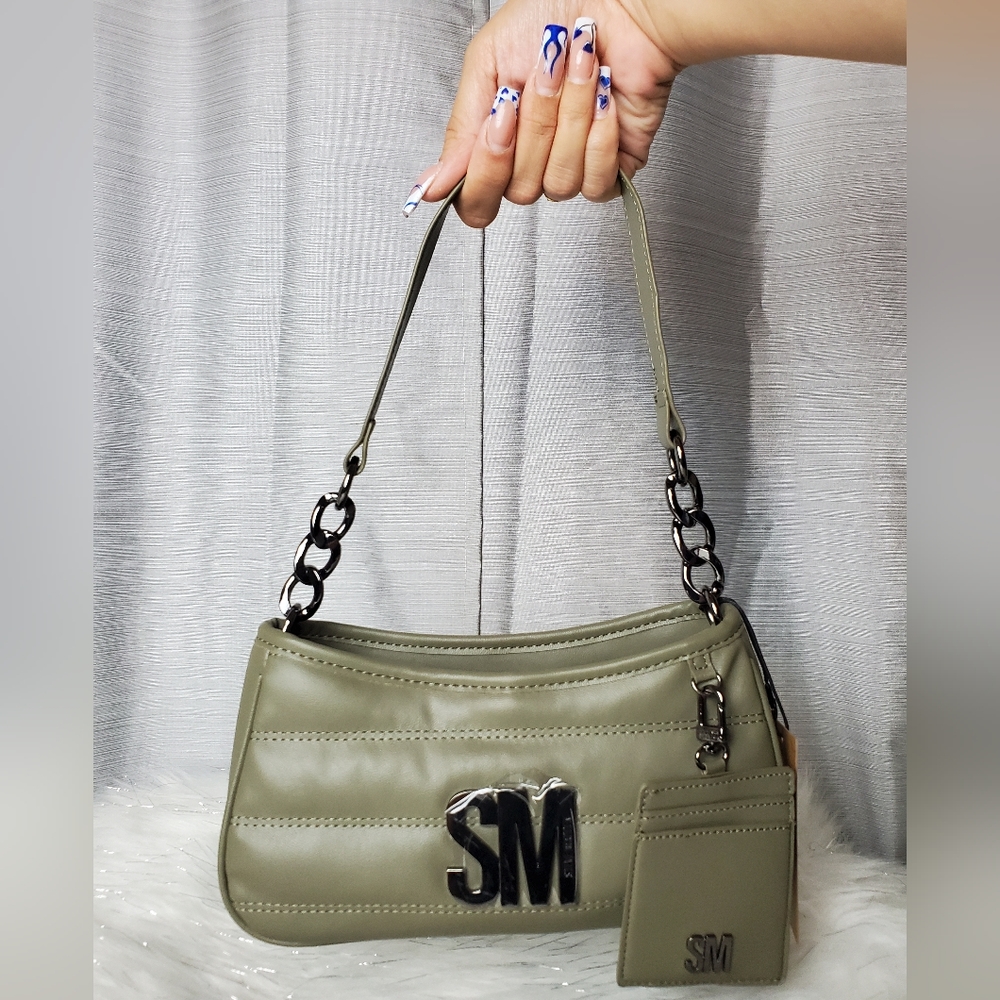 STEVE MADDEN olive green quilted bzoia handbag/ crossbody bag - Picture 3 of 10